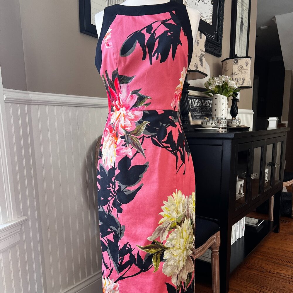 Black Halo Rohan Floral Sheath Dress  Size 2 Coral, black